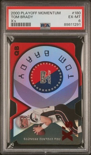 2000 PLAYOFF MOMENTUM X'S #180 TOM BRADY ROOKIE RC 47/199 PSA 6