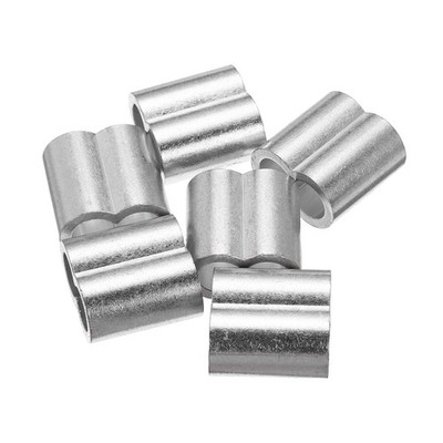 6Pcs 0.47'' (12mm) Aluminum Crimping Loop Sleeve Double Hole Silver