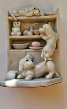 Vintage Porcelain Puppy Bookend Shelf Figurine Cute Dogs Nursery Kitsch