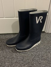 Vintage Vredestein "VR" Navy Rubber Sailing / Deck Boots - Size 7