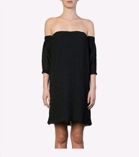 Kitx Women's Linen Dress Black Size 6 New Tags Strapless Drop Sleeve RRP $499