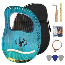Solid Mahogany Lyre Harp Musical Instrument with Gig Bag