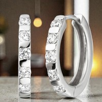 Creolen 925 Sterling Silber 10 Zirkonia Ohrringe Silbercreolen Silberohrringe