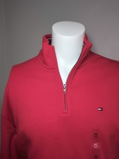 Tommy Hilfiger Red Cotton 1/4 Zip Sweater Size M NWT