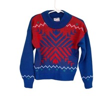 Winnie the Pooh Kids 4T Blue Red Snowflake Sweater Vintage Disney Pullover