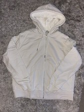 Ladies M&S Light Natural Fleece Lined Zip Sweat Jacket/Hoodie Size M