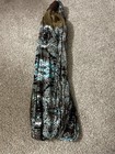 BRIGHT AND BEAUTY Brown Blue Pattern Stretch Reversible Circle Infinity Scarf — photo 2