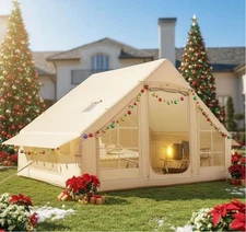 Inflatable Camping Tent for 4-6 Person Instant Setup with Hand Pump 4-Season