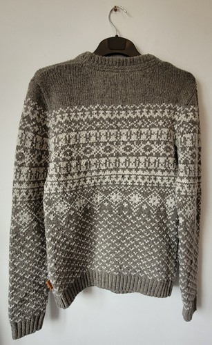 Fat Face Mens Jumper Size S Grey Cream Fair Isle Pattern Fleck Chunky Wool Mix - Picture 7 of 13