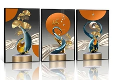 3 Pcs Modern Golden Deer Wall Art Abstract geometry Canvas Pictures Wall Deco...