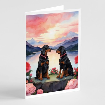 Gordon Setter Two Hearts Greeting Cards Envelopes Pack of 8 DAC4648GCA7P