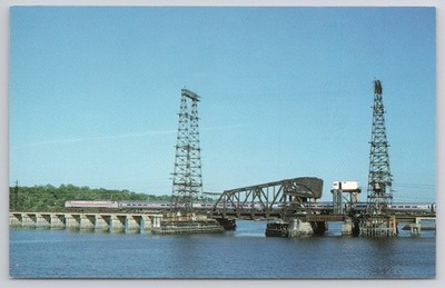Amtrak The Senator Train Crossing Pelham Bay Drawbridge Bronx Train Postcard