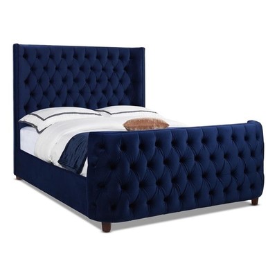 Jennifer Taylor Home Brooklyn Tufted Bed King Navy Blue Velvet