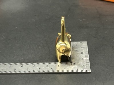 HERMES Cadena Padlock Hippopotamus 2005 Gold Lock Bag Charm W/Box