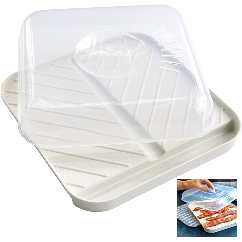 Nordic Ware Microwave Bacon Crispy Cooker Tray with Cover Slanted Bacon Meattray