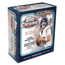 New 2024 Topps Chrome Football Trading Cards Mega Box