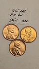 wheat penny lot 1955,1955-D,1955-S GREAT RED BU SET 1955D,1955S UNC LINCOLN CENT