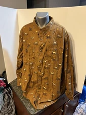 Duluth Trading Co. Free Swingin Flannel Shirt Men’s Brown Dog Print Cotton 3XLT