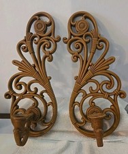 Vintage Home Interiors Candle Sconce Set of 2 Brown HOMCO Made in USA