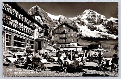 Antique Switzerland Postcard KL. Scheidegg Eiger Monch 1956 RPPC