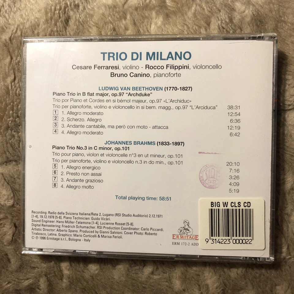 BEETHOVEN • BRAHMS Piano Trios TRIO DI MILANO ~ 1996 Italy - image 2 of 3