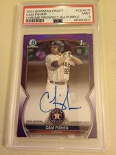 2023 Bowman Chrome Cam Fisher #31/250 AUTOGRAPH PURPLE #CDA-CFI Graded PSA 9