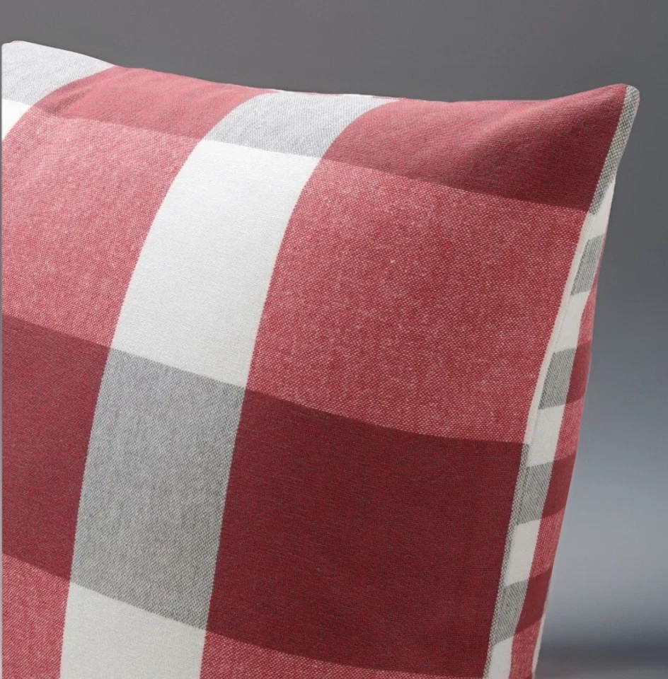 Ikea Crossbana 20x20 Pillow Covers / Red & White Checked Plaid / Set of 2 / - Image 3 of 4