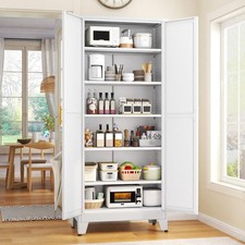 GAIOUS 75.2" Tall Metal Kitchen Pantry Storage Cabinet 2-Door 5-Shelf Adjustable