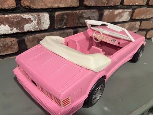 Vintage Barbie 1993 Pink Mustang Convertible Toy Car By Mattel