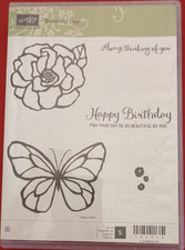 Stampin' Up Beautiful Day Cling Rubber Stamp Set Flowers Animals Theme