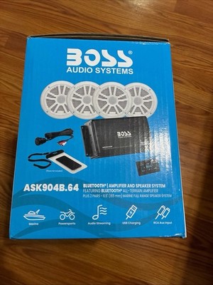 Boss Audio ASK904B.64 4-Channel Bluetooth Amplifier With 4 Speakers MARINE
