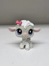 Authentic Littlest Pet Shop #879 Sheep Lamb / Original Hasbro LPS Pink Bow 