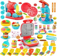 3-in-1 Color Playdough Sets for Kids Ages 4-8, Ice Cream Hamburger Noodle