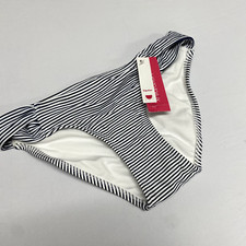 NWT Xhilaration Women's Hipster Cheeky Bikini Bottom Navy Blue White Stripe XS