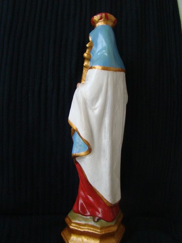Antike Madonna 30 cm Heiligenfigur Statue 1900 Maria Mutter Gottes mit Jesuskind - Bild 4 von 6