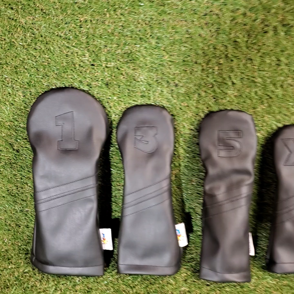 Set Copricapi Golf In Pelle Sunfish - DR, 3W, 5W Nero Su Nero - Foto 4