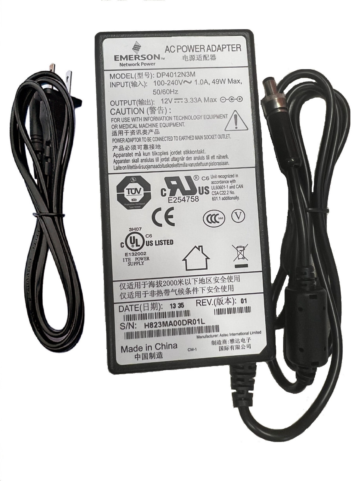 Genuine 12V 3.33A AC Adapter For DP4012N3M Emerson Network Power Supply ...