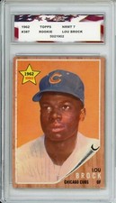 1962 Topps Lou Brock #387 AGC NRMT 7 Rookie Card Chicago Cubs HOF