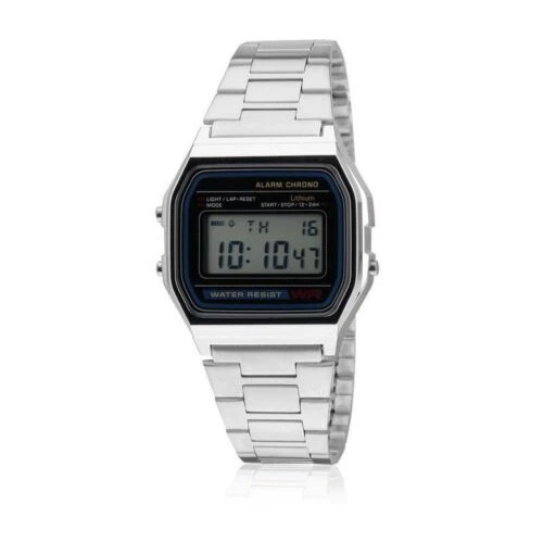 Orologio Uomo Donna Stile Casio Retrò Digitale Acciaio unisex Vintage Oro Silver - Immagine 3 di 4