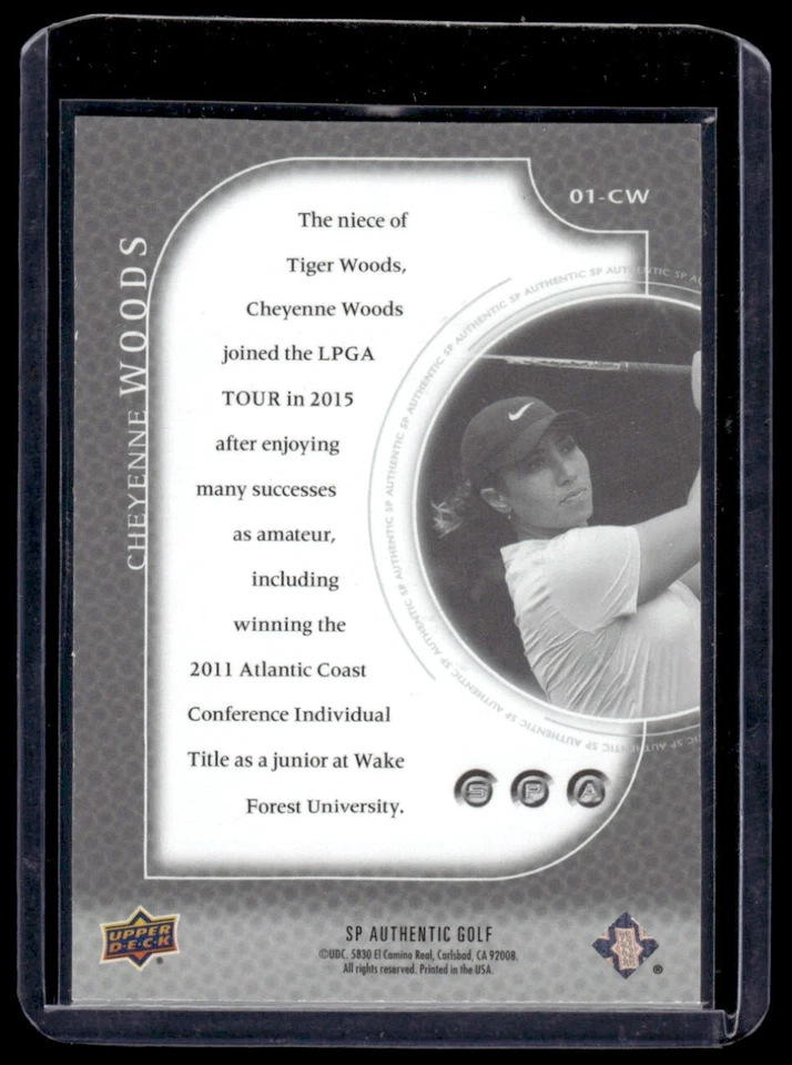 2021 SP Authentic Golf Cheyenne Woods #01-CW - Image 2 of 2