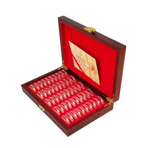  Wooden Coin Display Storage Box Case Collectible with 50 Capsules Kits Holder - Picture 1 of 5