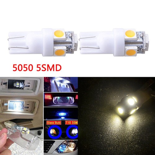 2x Warm White T10 Wedge 5SMD 5050 LED Car Light bulbs License Plate