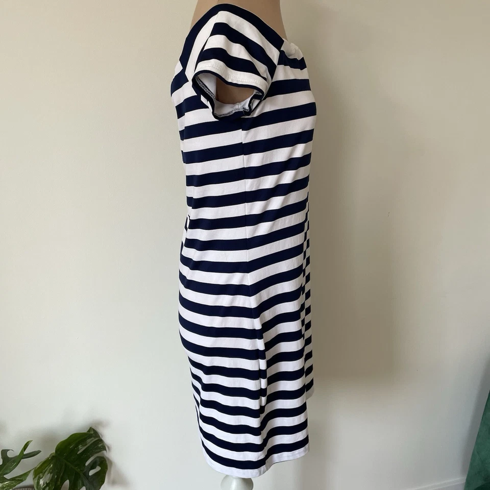 Mini Vestido Susana Monaco Fuera del Hombro Manga Corta Sade Rayas Nuevo con Etiquetas Talla L Foto 4 de 4