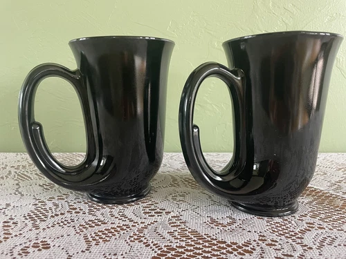 Black Hunter Horn Mugs/Steins Vintage Tiara Indiana /Set of Two