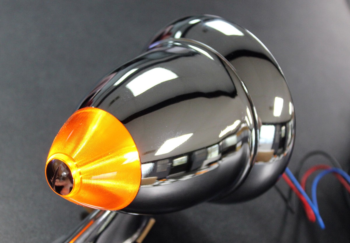 NEW Talbot Classic Chrome Bullet Side Mirror LED Turn Signal