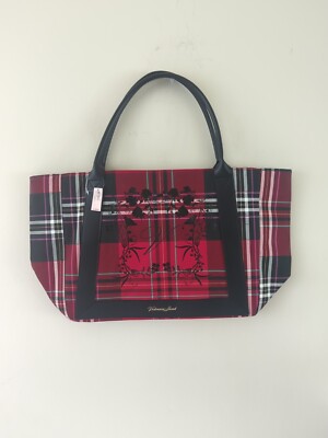 NWT  VICTORIA'S SECRET RED BLACK PLAID PURSE HANDBAG  TOTE /SHOULDER 