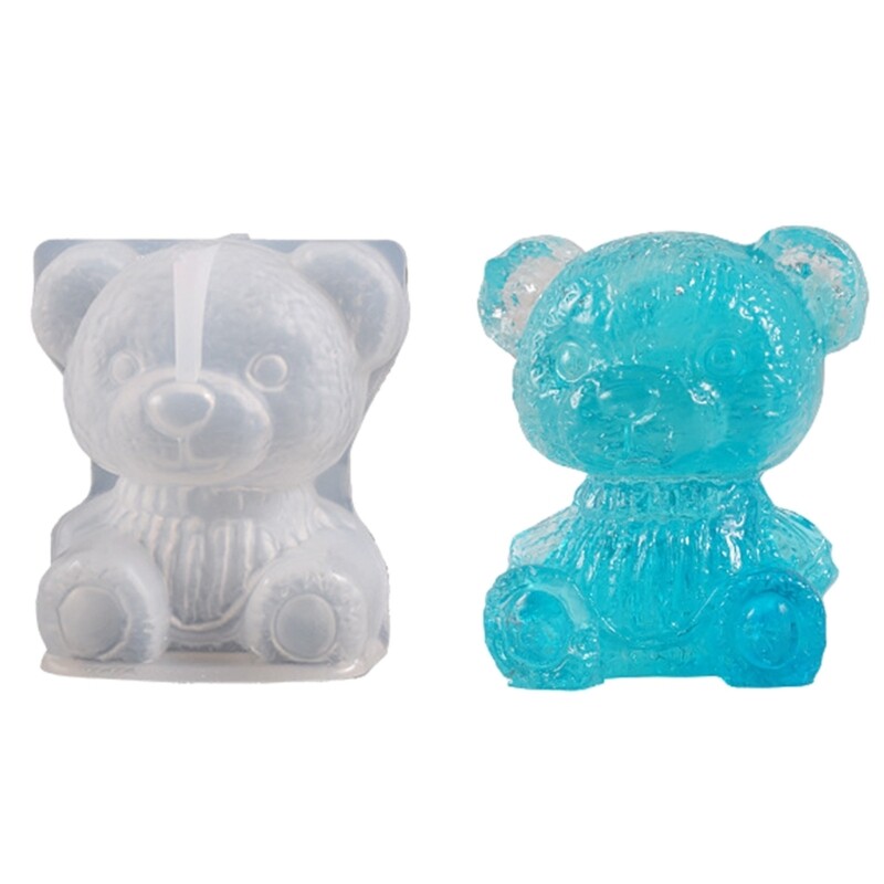 Cute Bear-Shaped Epoxy Soap Mold with Phone Holder Scented Silicone