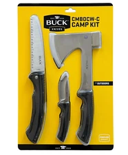 BUCK Knives Camp Kit Folding Saw, Fixed Blade Knife with Sheath, Axe with Sheath