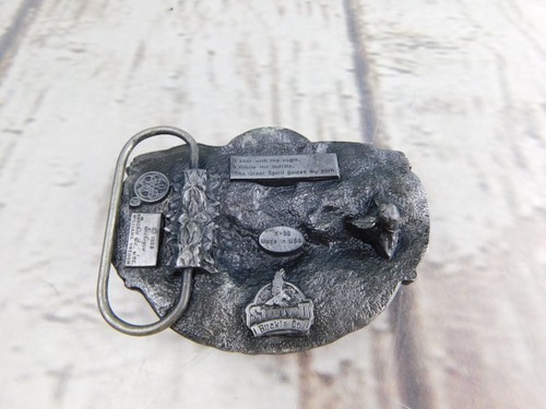 Vtg Siskiyou X-50 1988 Native American Indian Soaring Eagle Buffalo Belt Buckle - Picture 2 of 5