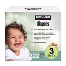 Kirkland Signature Diapers, Size 3 16-28 Pounds , 222 Count